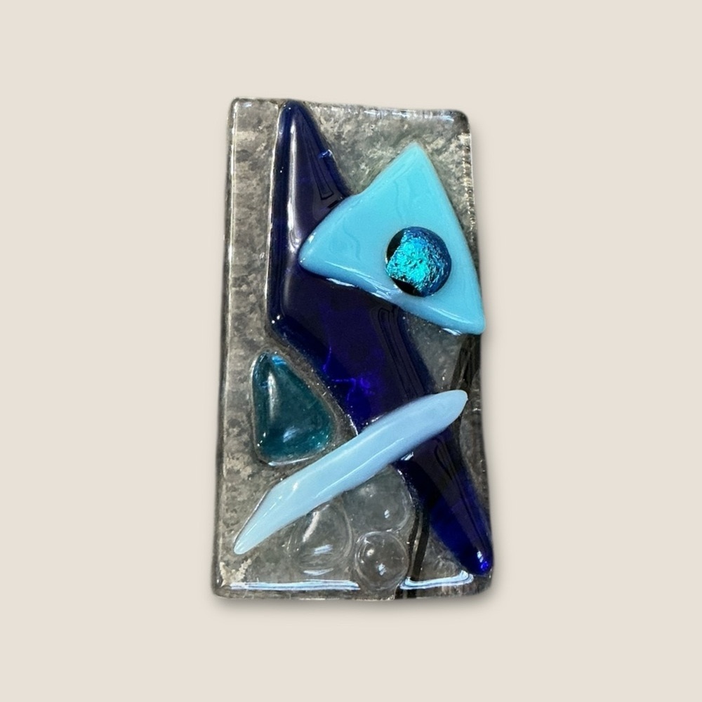 Abstract Glass Art Pendant in Blue and Aqua